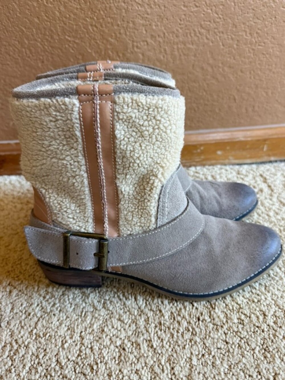Kelsi Dagger Brooklyn Breckenridge Sherpa and Suede Ankle Boots